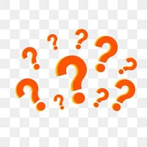 Group of orange question marks scattered, representing confusion or questions in the image.